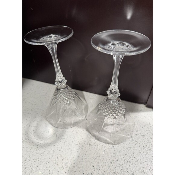 Longchamp Cristal D'arques Durant French Martini Glasses Crystal Diamond Cut Vtg - Picture 5 of 10